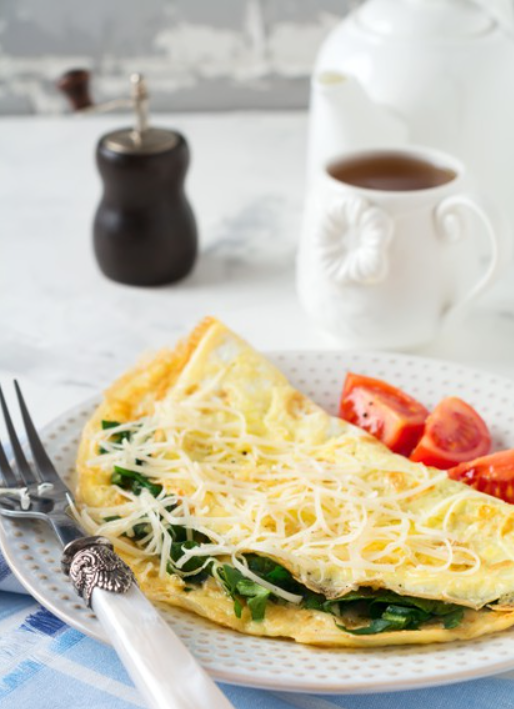 "Low Carb Spinach and Cheese Omelet"