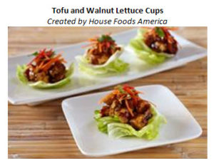 "Serve Tofu and Walnut Lettuce Cups during National Soybean Month"